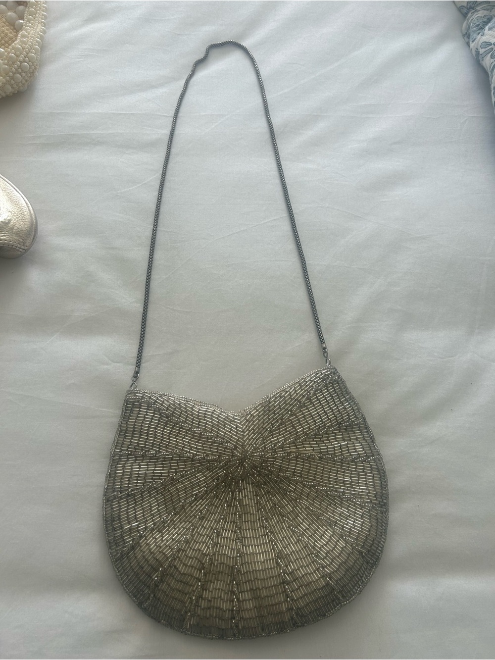 Vintage Beaded Crescent Shoulder Bag